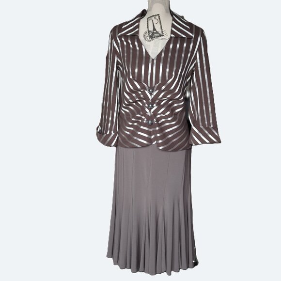 COPY - Joseph Ribkoff Striped Blazer Pleated Skirt Set Made in Canada Size 10 - Picture 1 of 8
